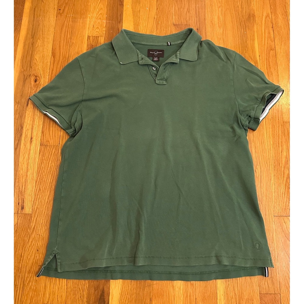 Black Brown 1826 Mens XL Olive Green Pique Cotton Short Sleeve Polo Shirt